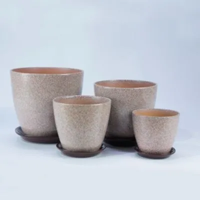 Горшок керамический Бутон Глянец камень 678525 (2-й из набора) 15х15см, 2л; Россия