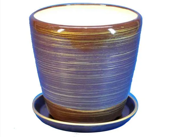 Горшок керамический Грация глянец, шоколадно-золотой, 13х13см, 1,2л; Россия