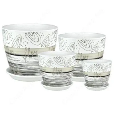 Горшок керамический Бутон Роспись полоски флер РС135 (4-й из набора) 21х218см, 5,4л; Россия