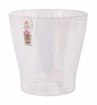 Горшок пластиковый Лея двойной с автополивом, прозрачный, 19х19см, 3,6л; Россия