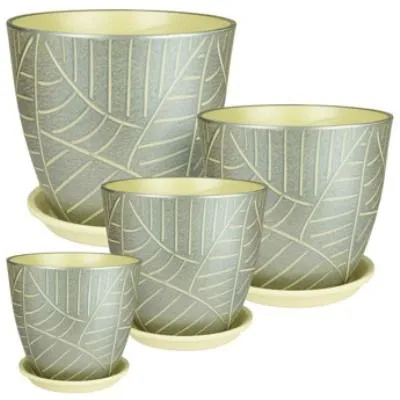 Горшок керамический Бутон Листья 641550 (3-й из набора) 18х18см, 3,8л; Россия