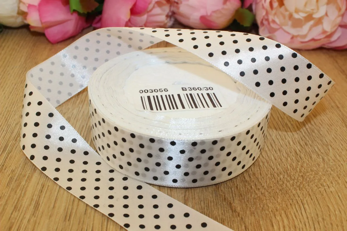 Лента атласная Горошек, 25ммх25y; Россия