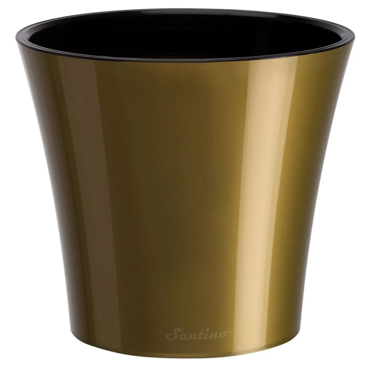Кашпо пластиковое Арте, черно-золотое, 22х20см, 5л; Россия