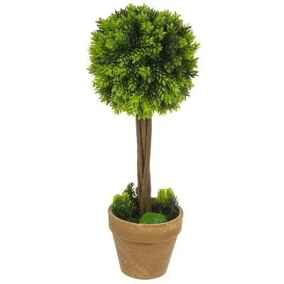 Дерево искусственное в кашпо Самшит, H53см, зеленый