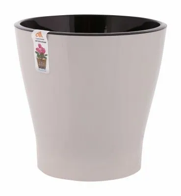Горшок пластиковый Лея двойной с автополивом, бежевый, 21,5х21,5см, 5л; Россия