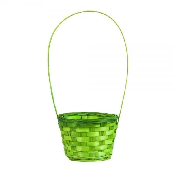 Корзина плетеная (бамбук), зеленая, 13xH9.5/28см