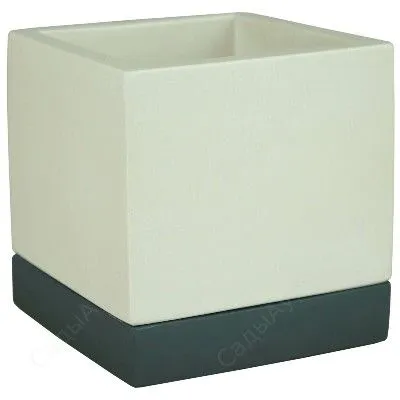 Горшок керамический Кубик Лофт 634798, слон.кость-антрац, 10х10см, 0,5л,  Россия