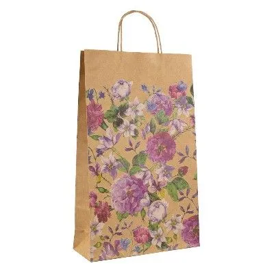 Сумка подарочная крафт Цветы,40,5x24,8x9см; Китай
