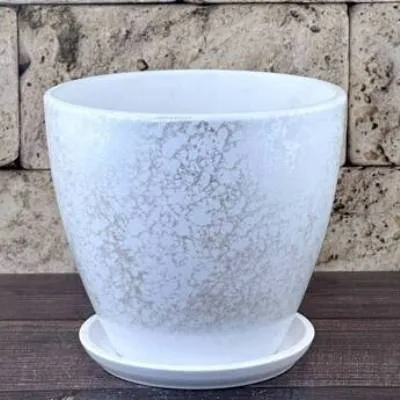 Горшок керамический Питон белый 716289 (2-й из набора), 15х13см, 1,4л; Россия