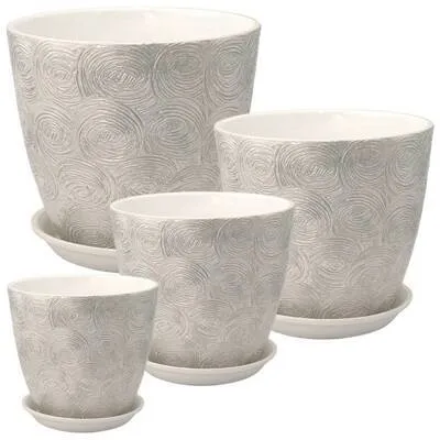 Горшок керамический Бутон Роспись Диско 731640 (4-й из набора), 21х21см, 5,4л, серый; Россия