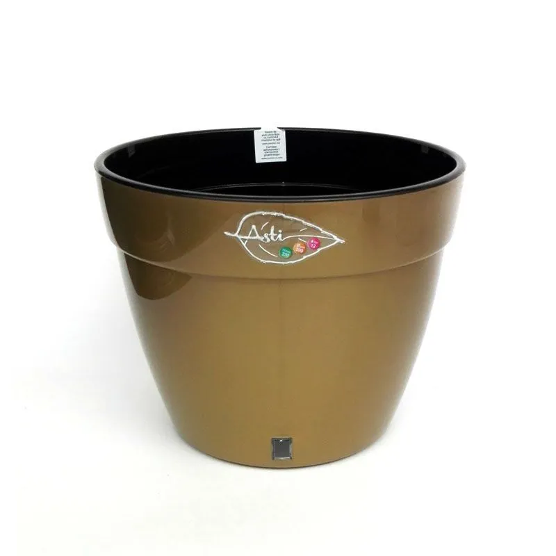 Кашпо пластиковое Асти,черно-золотое, 17х14см, 2,5л; Россия