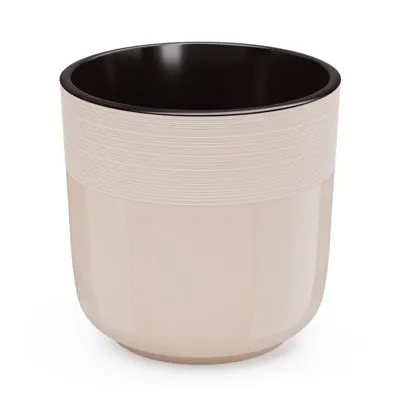 Горшок пластиковый Линель двойной с автополивом, бежевый, 19х19см, 4,5л; Россия