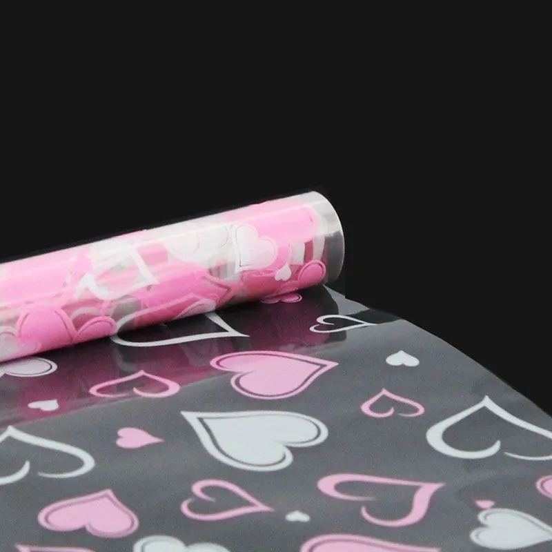 Рулон пленка Валентинки, розовый/белый, 70см; Россия