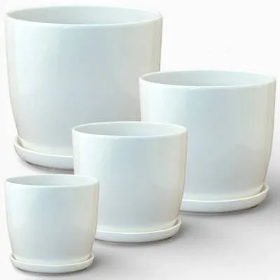 Горшок керамический Верона Глянец 000515 (4-й из набора), белый, 22х19,5см, 5,3л; Россия