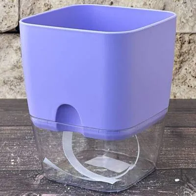 Горшок пластиковый Аквадуэт квадрат, лаванда, D11,5см, 1,5л; Россия