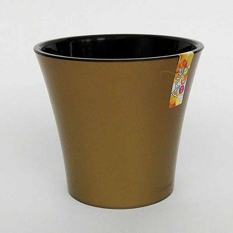 Кашпо пластиковое Арте, черное-золотое, 19,5х17,5см, 3,5л; Россия