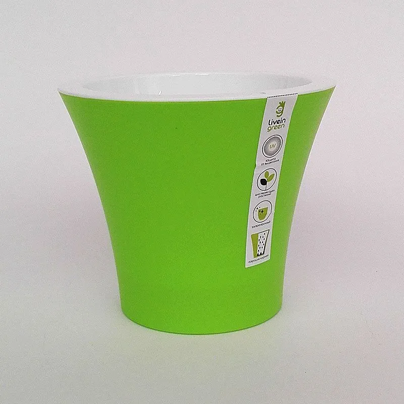 Горшок пластиковый Сити, лайм, 17,5х15см, 2л; Россия