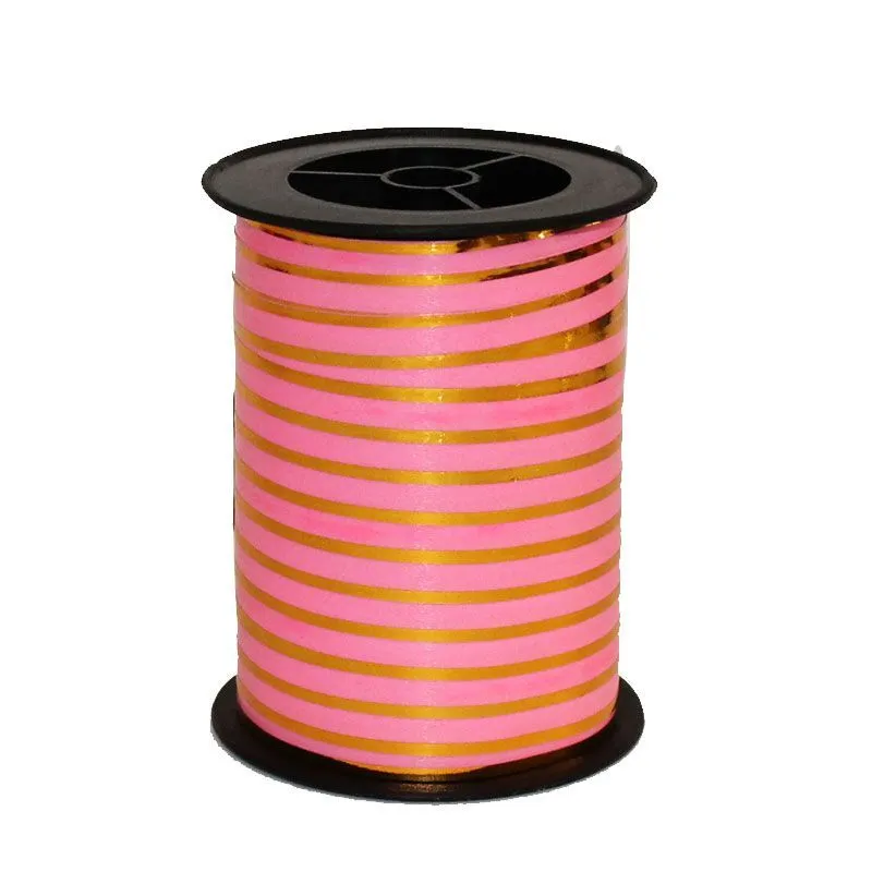 Лента в бобине пластик с золотой полоской, 1смх100м; Польша