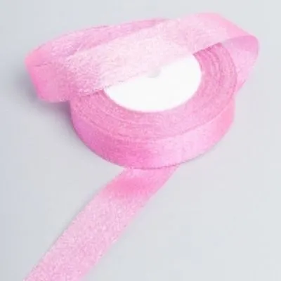 Лента парча, 25мм/25у, ярко-розовый ; Китай
