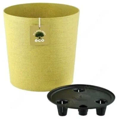Горшок пластиковый Эко Цилиндр, горчичный, 20х20см, 5,2л; Россия