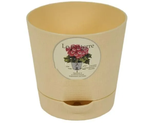 картинка Кашпо пластиковое Классик, бежевое,  0,7л; Россия от магазина Флоранж