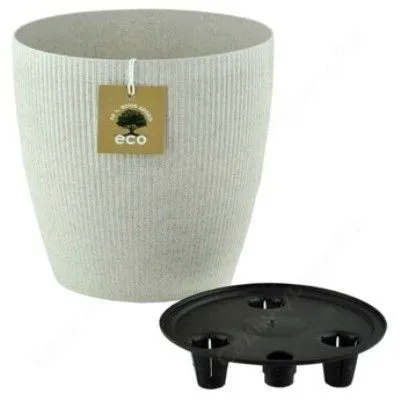 Горшок пластиковый Эко Магнолия, слоновая кость, 20х20см, 5,2л; Россия