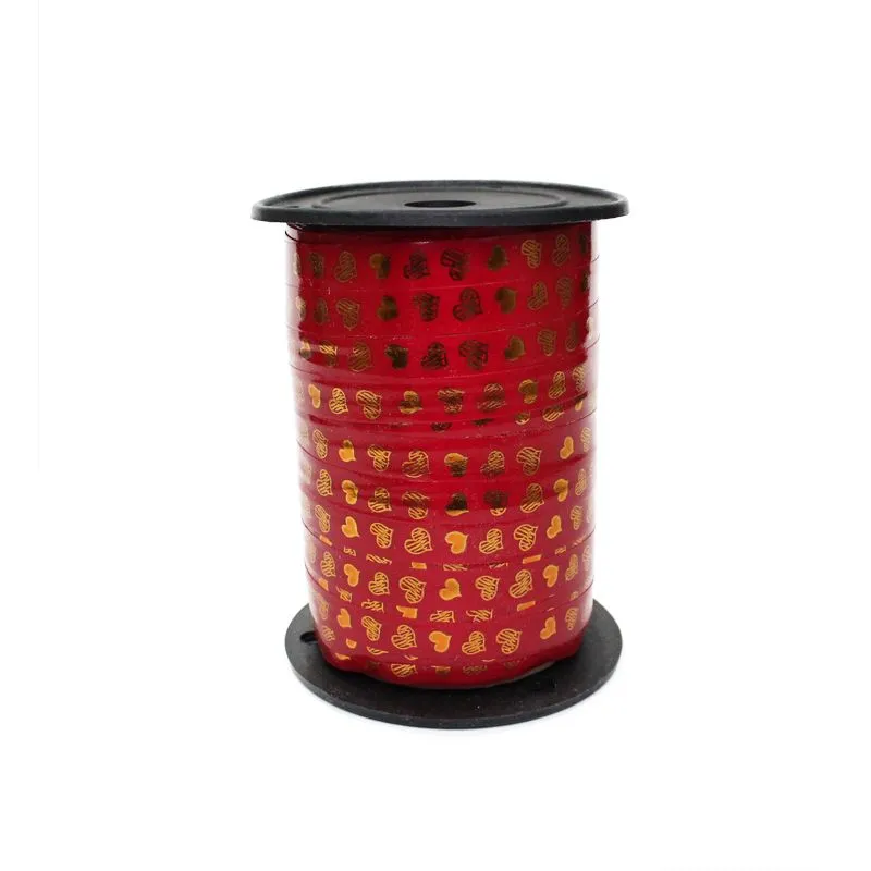 Лента в бобине пластик с золотой полоской Сердца, 1смх90м; Россия