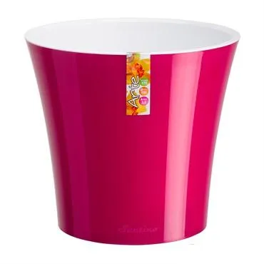 Кашпо пластиковое Арте, лилово-белое, 2л, 15х15см; Россия