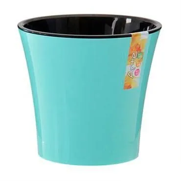 Кашпо пластиковое Арте, мятно-черное, 22х20см, 5л; Россия