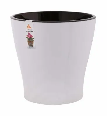 Горшок пластиковый Лея двойной с автополивом, белый, 21,5х21,5см, 5л; Россия