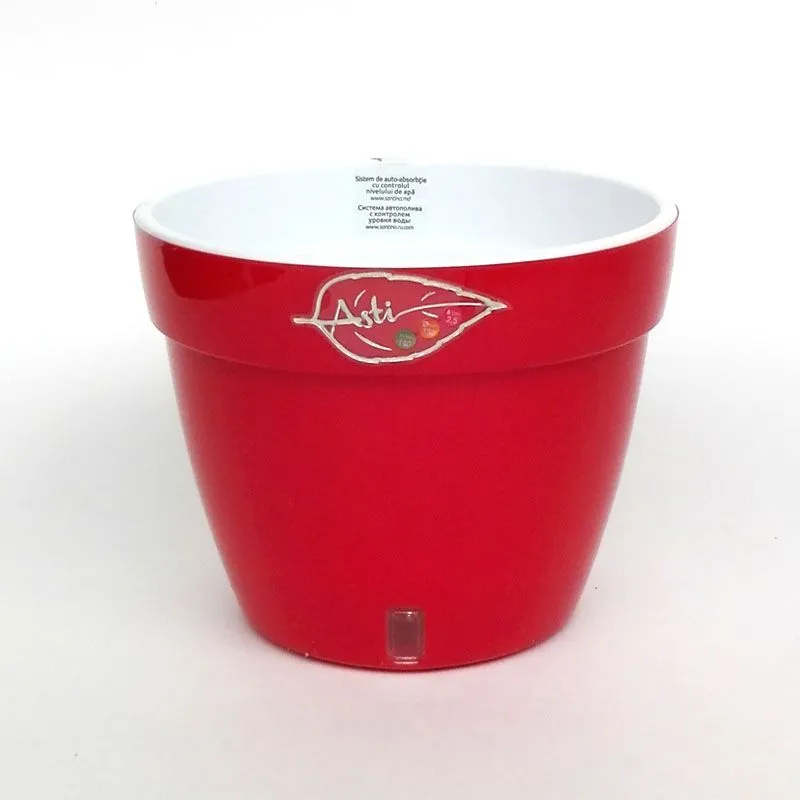 Кашпо пластиковое Асти, красно-белое, 20х16см, 4л; Россия