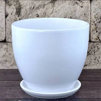 Горшок керамический Колор Гейм белый 716548 (2-й из набора), 15х13см, 1,4л; Россия