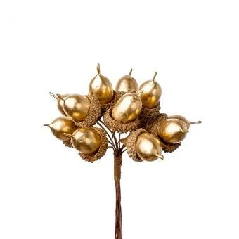 картинка Набор желудей на вставках 12шт., 2х3х12см, золото  от магазина Флоранж