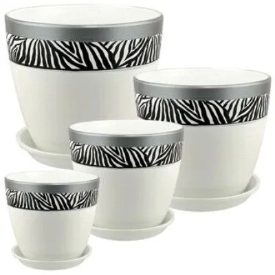 Горшок керамический Бутон Роспись Зебра 704309 (2-й из набора) 15х15см, 2л; Россия