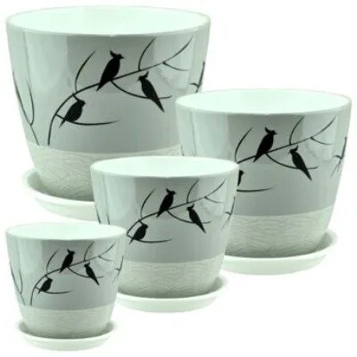 Горшок керамический Бутон РС166 Птицы (1-й из набора), 12х12см, 1л; Россия