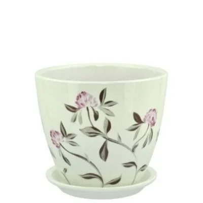 Горшок керамический Бутон Роспись 671670 (3-й из набора), 18х18см, 3,8л, Россия