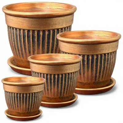 Горшок керамический Антик 000395 (2-й из набора), бронза; Россия