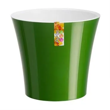 Кашпо пластиковое Арте,зелено-белое, 2л, 15х15см; Россия