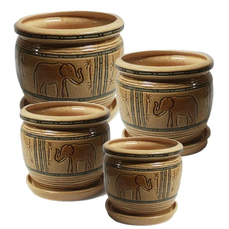 Горшок керамический Индия (4-й из набора), 14,5х11,2см, 1,25л; Россия