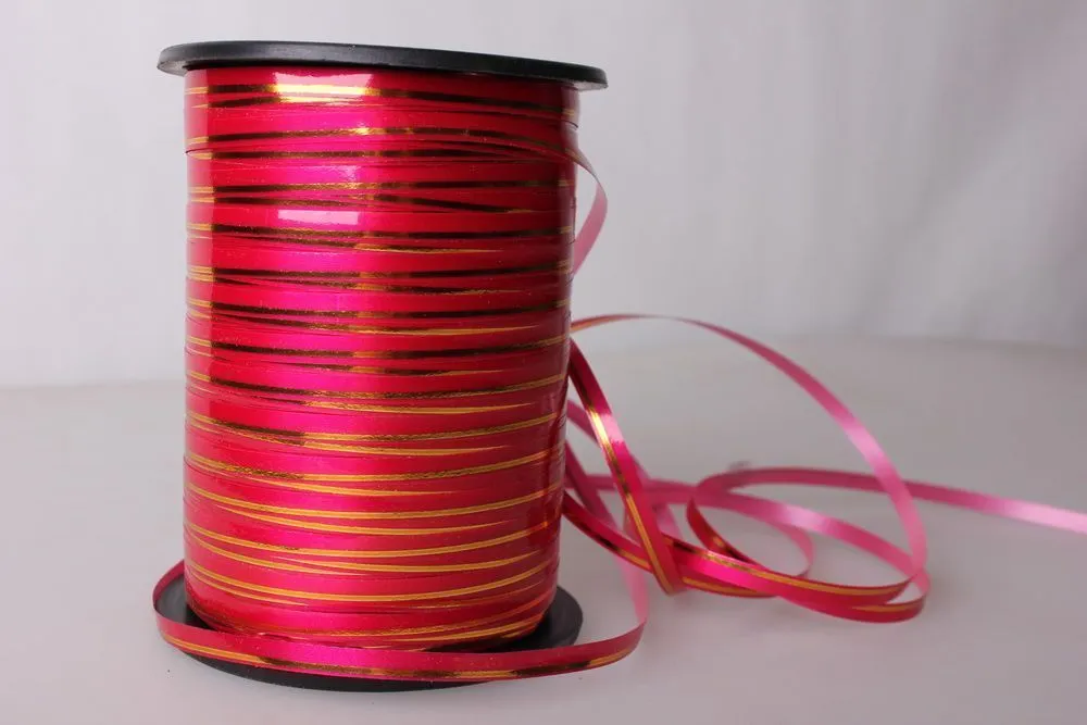 Лента в бобине пластик с золотой полоской, 5ммх225м; Россия