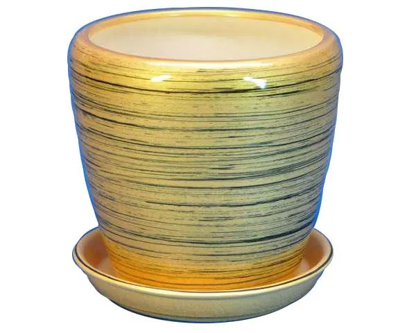 Горшок керамический Грация глянец, черно-золотой, 4,5л; Россия