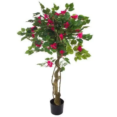 Дерево искусственное в кашпо Бугенвиллия, H122 см, 450 листьев, 90 цветков, зеленый