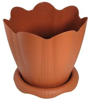 Горшок пластиковый Эдельвейс коричневый, 24х21,8см, 5,3л; Россия