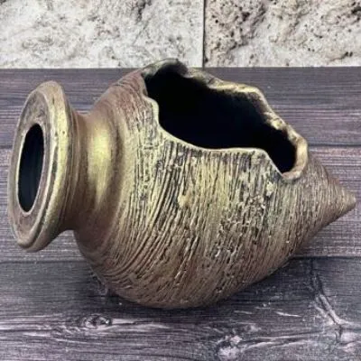 Ваза керамическая Амфора, бронзовая, 8,5х20см; Россия