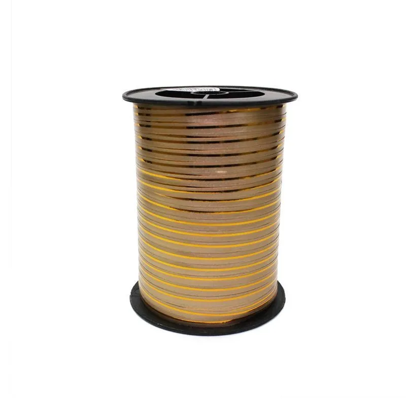 Лента в бобине пластик с золотой полоской, 5ммх225м; Польша