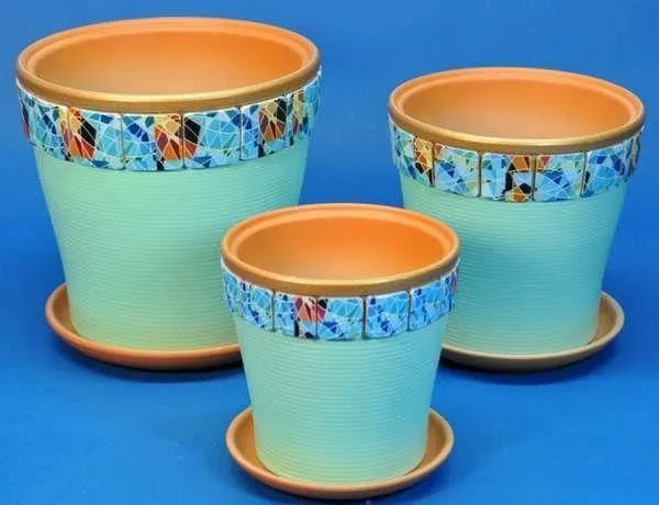 Горшок керамический Клен мозаика 448005 (1-й из набора), 11х10см, 0,5л; Россия