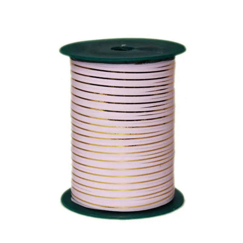 Лента в бобине пластик с золотой полоской, 5ммх225м; Польша