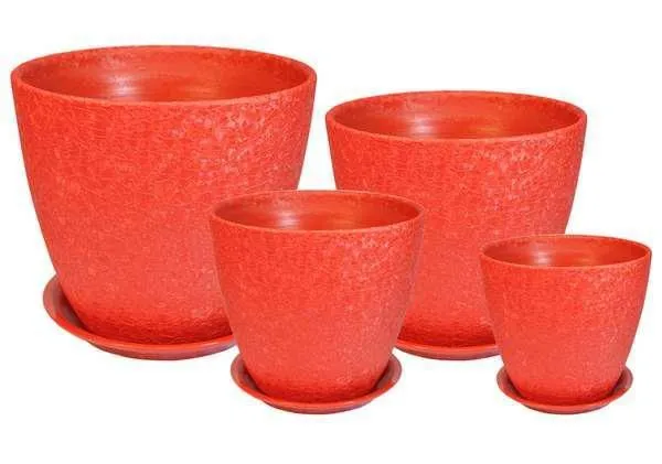 Горшок керамический Бутон винил 03 (4-й из набора), 21х21см, 5,4л, красный; Россия