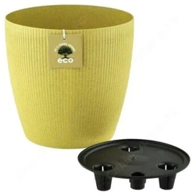 Горшок пластиковый Эко Магнолия , горчичный, 20х20см, 5,2л; Россия