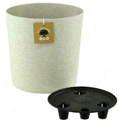 Горшок пластиковый Эко Цилиндр, слоновая кость, 17х16,5см, 3л, ; Россия